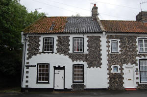 Flint cottages at Nether Row, Thetford